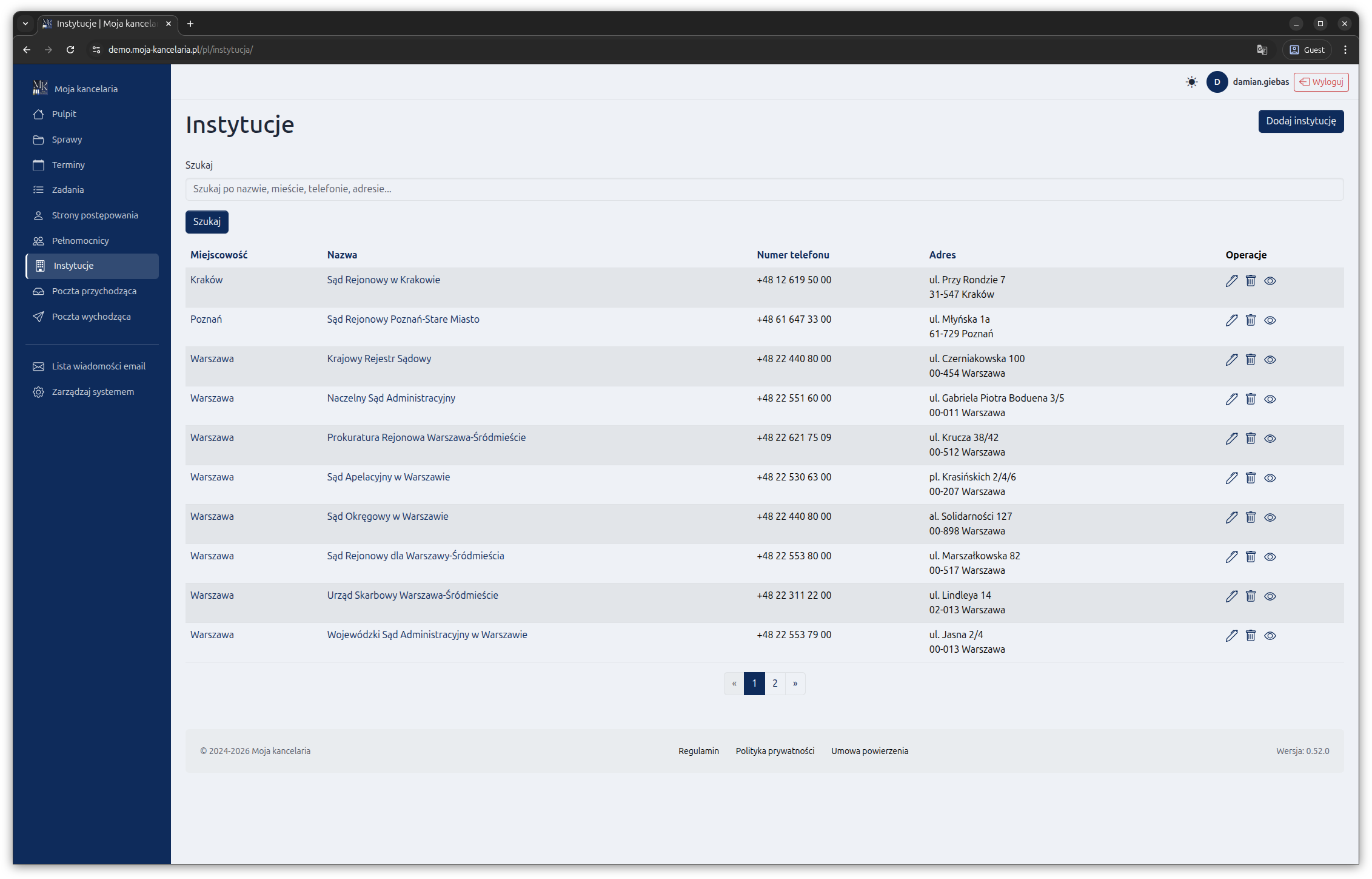 Zrzut ekranu systemu