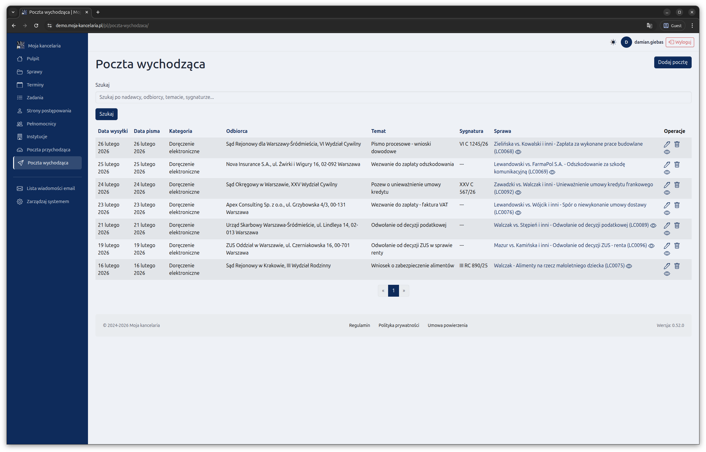 Zrzut ekranu systemu